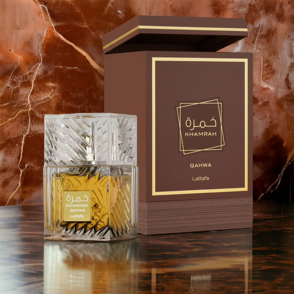 Khamrah Qahwa – Box & Bottle Soft Render